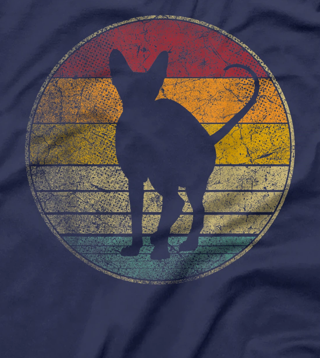 Sphynx Cat Shirt Vintage Distressed Retro Silhouette 70s 80s T-Shirt