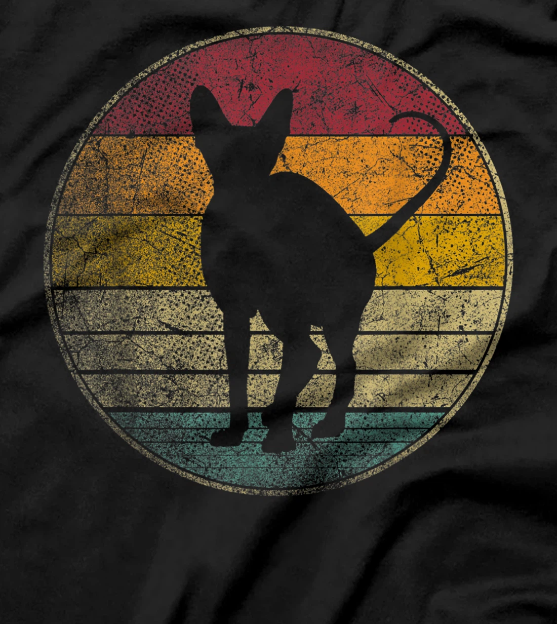 Sphynx Cat Shirt Vintage Distressed Retro Silhouette 70s 80s T-Shirt