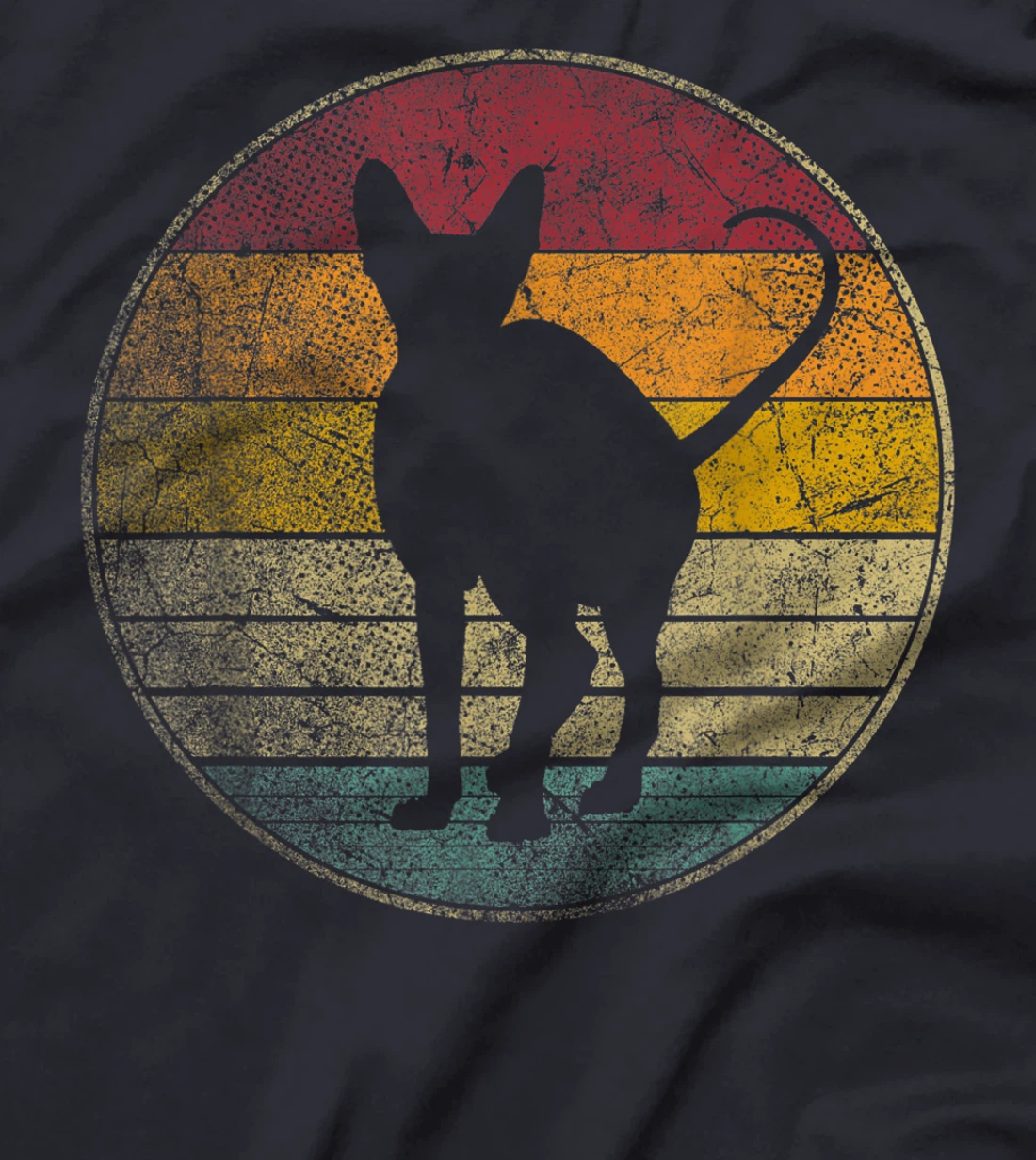 Sphynx Cat Shirt Vintage Distressed Retro Silhouette 70s 80s T-Shirt