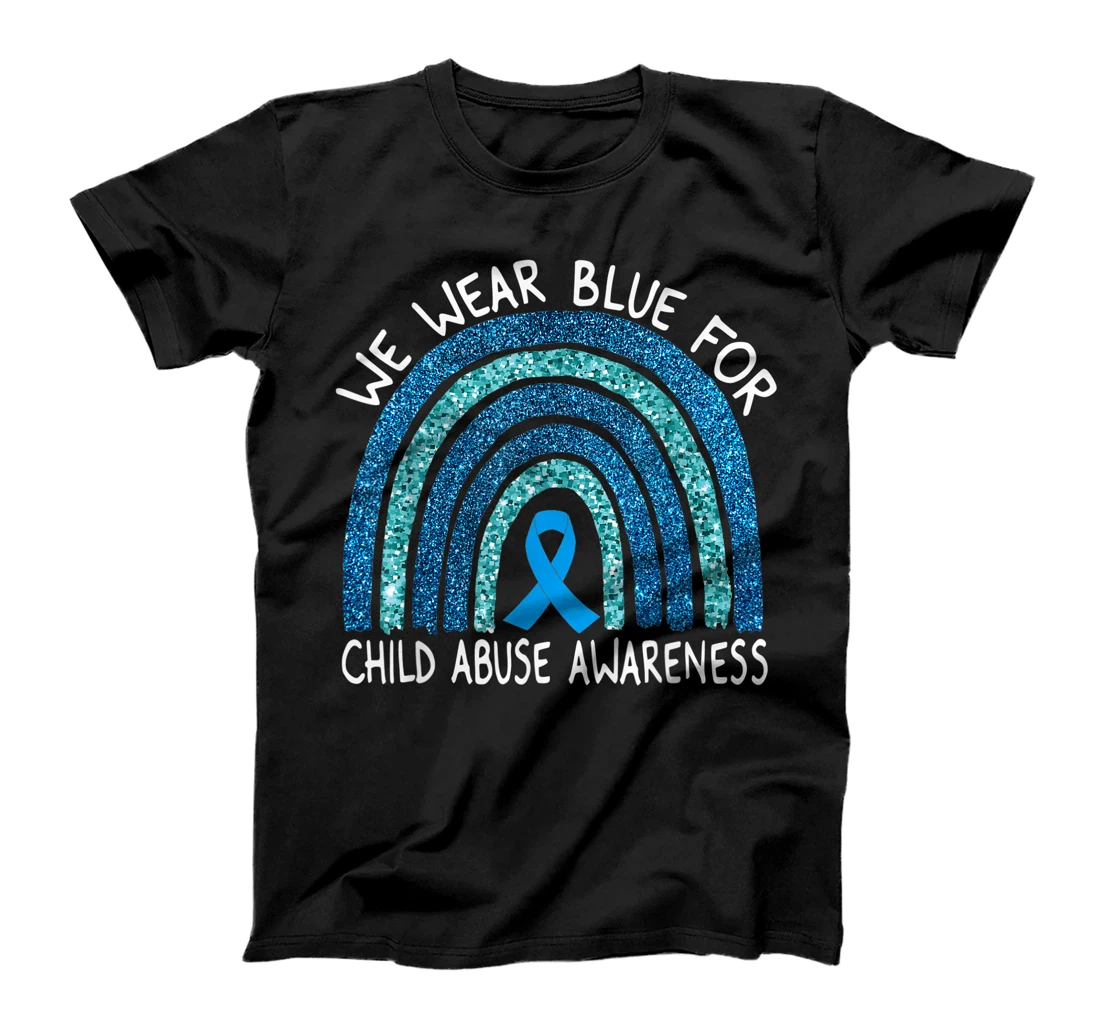 We Wear Blue For Child Abuse Awareness Rainbow Gift T-Shirt