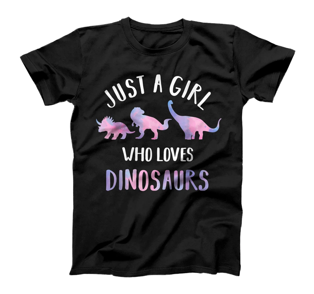 Just A Girl Who Loves Dinosaurs Cute Floral Dino Lover Gift T-Shirt