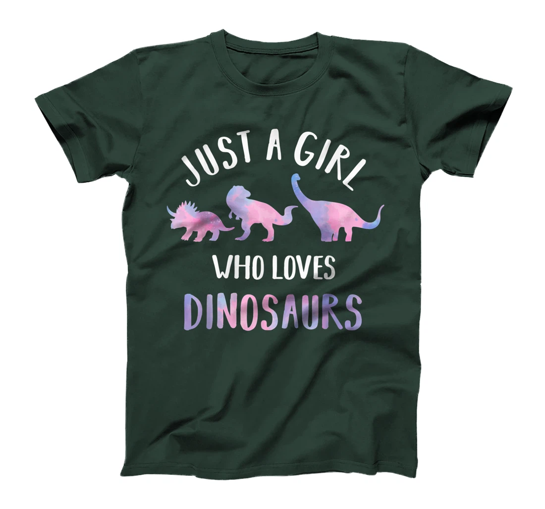 Just A Girl Who Loves Dinosaurs Cute Floral Dino Lover Gift T-Shirt