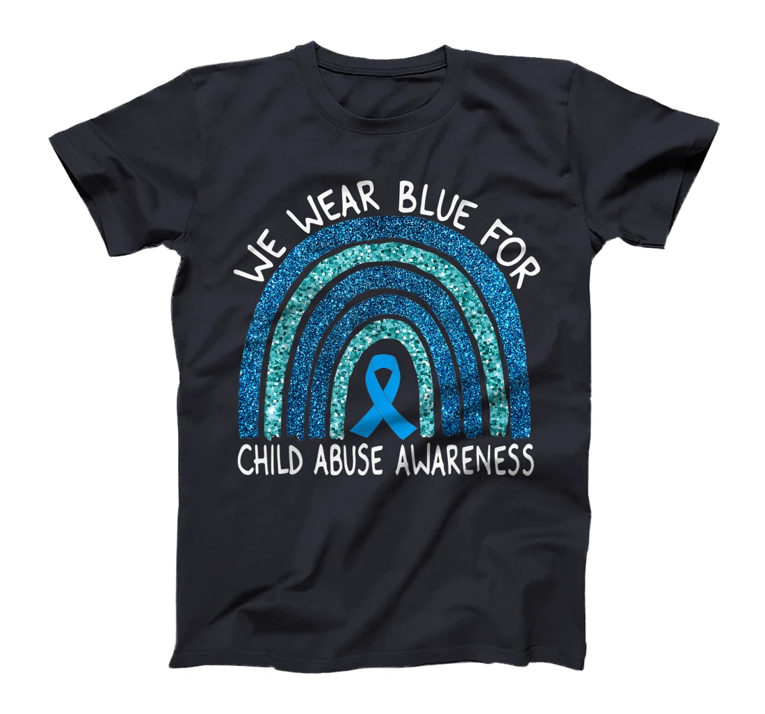 We Wear Blue For Child Abuse Awareness Rainbow Gift T-Shirt