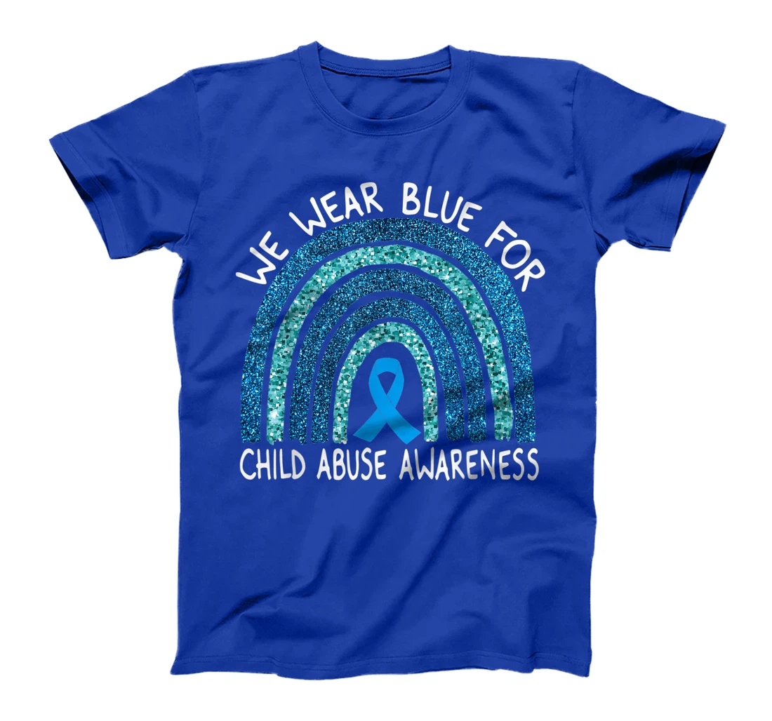 We Wear Blue For Child Abuse Awareness Rainbow Gift T-Shirt