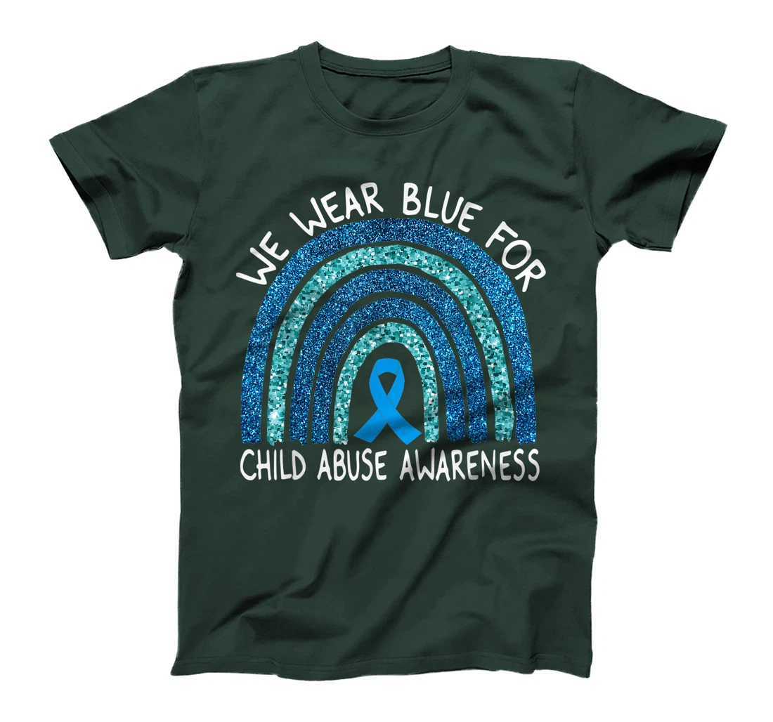 We Wear Blue For Child Abuse Awareness Rainbow Gift T-Shirt