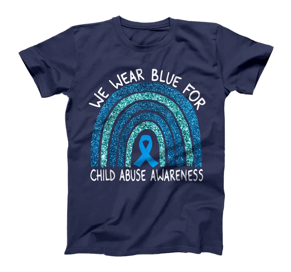 We Wear Blue For Child Abuse Awareness Rainbow Gift T-Shirt