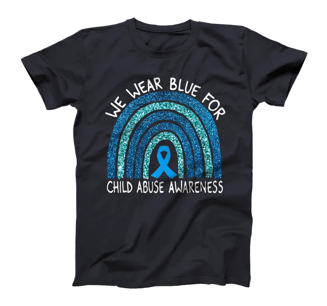 We Wear Blue For Child Abuse Awareness Rainbow Gift Premium T-Shirt