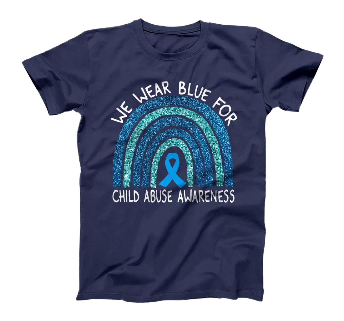 We Wear Blue For Child Abuse Awareness Rainbow Gift Premium T-Shirt
