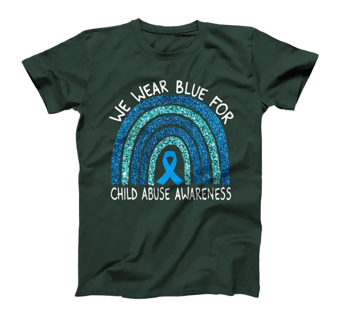 We Wear Blue For Child Abuse Awareness Rainbow Gift Premium T-Shirt