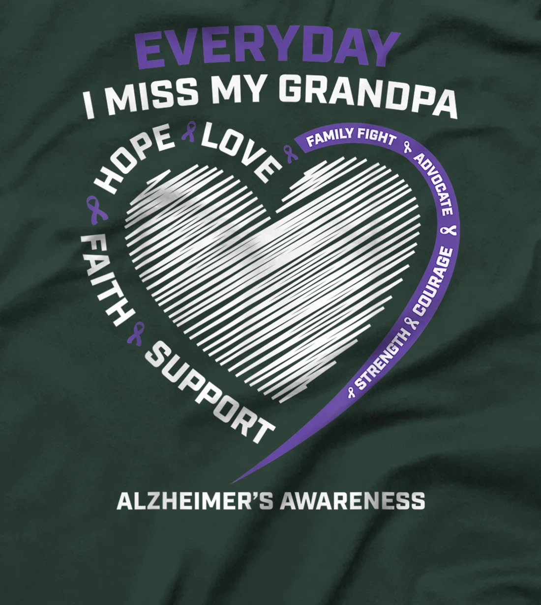 Dementia Gifts Purple In Memory Grandpa Alzheimers Awareness T-Shirt