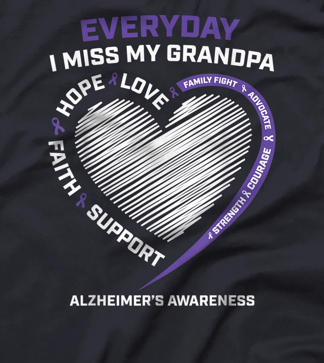 Dementia Gifts Purple In Memory Grandpa Alzheimers Awareness T-Shirt
