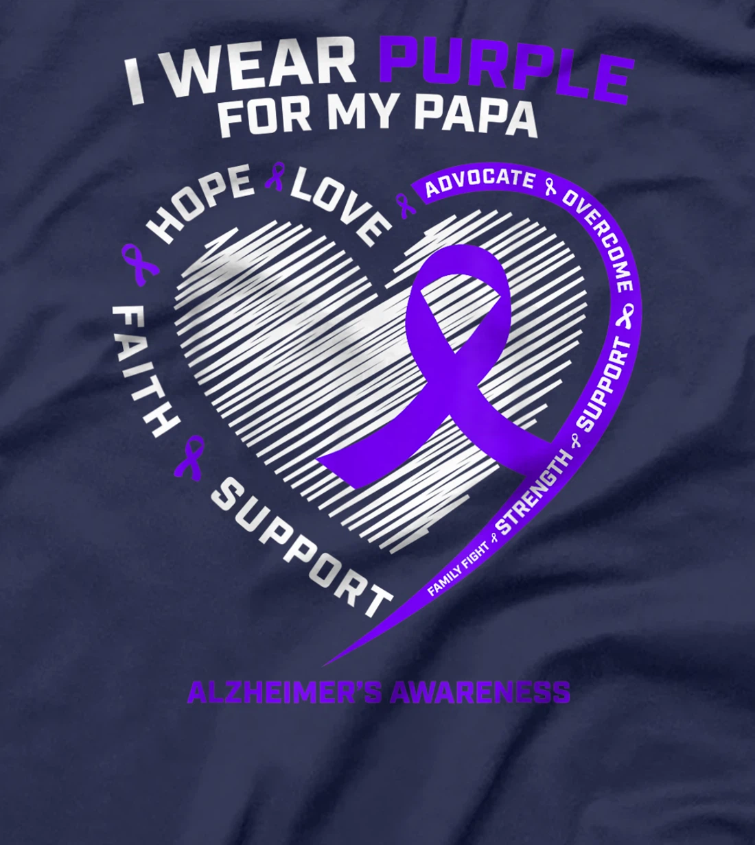 Purple Dementia Gift Great Grandpa Papa Alzheimers Awareness T-Shirt