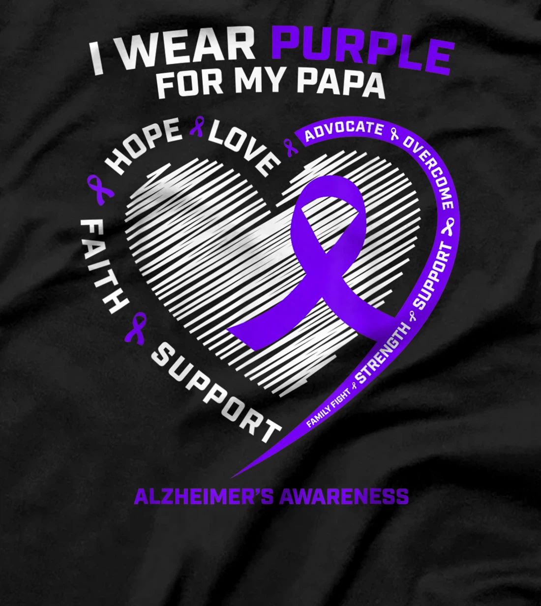 Purple Dementia Gift Great Grandpa Papa Alzheimers Awareness T-Shirt