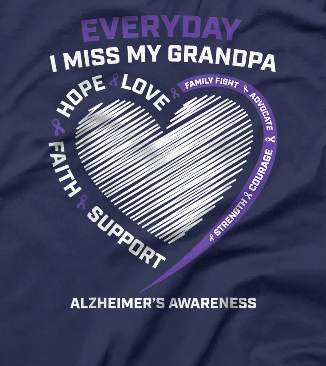 Dementia Gifts Purple In Memory Grandpa Alzheimers Awareness T-Shirt