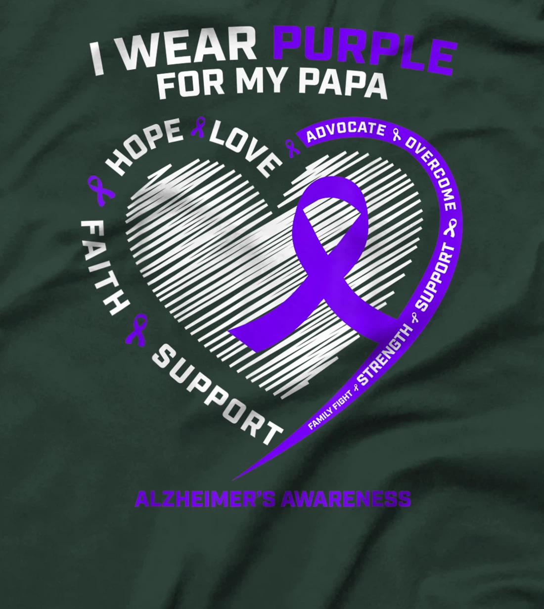 Purple Dementia Gift Great Grandpa Papa Alzheimers Awareness T-Shirt
