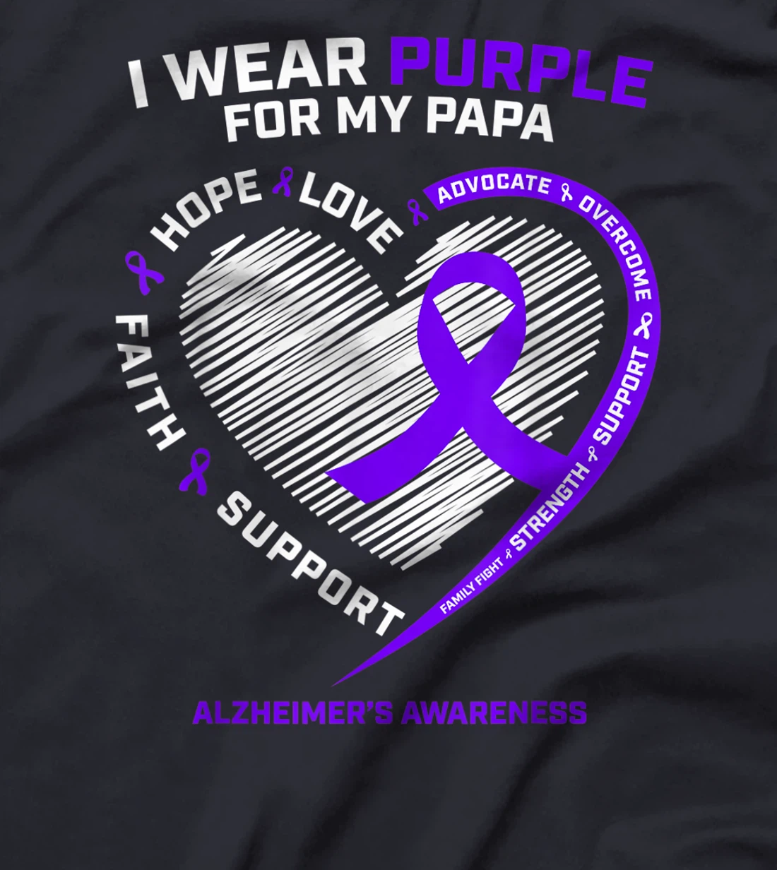 Purple Dementia Gift Great Grandpa Papa Alzheimers Awareness T-Shirt