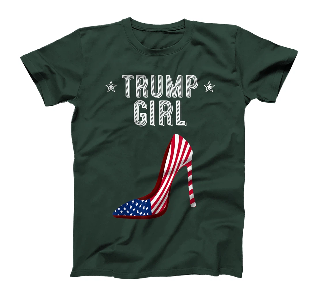 Funny Trump Girl Gift | Cute High Heel American Flag Women T-Shirt