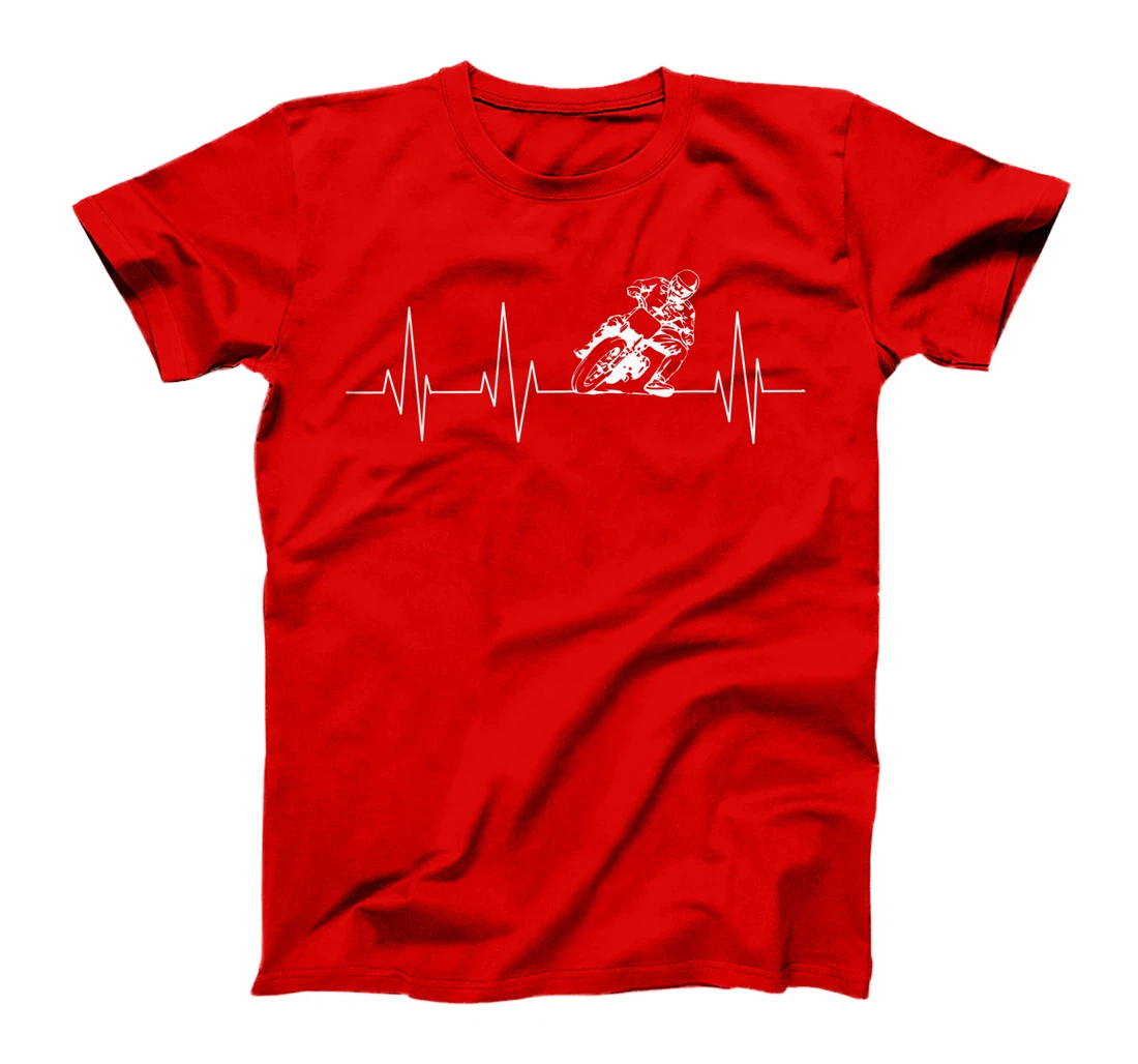 Funny Heartbeat Flat Track Motorcycle Gift Cool Dirt Racer T-Shirt