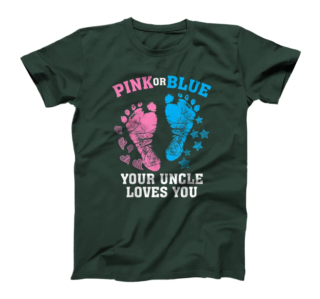 Funny Pink Blue Your Uncle Loves You Gift Cute Gender Reveal T-Shirt