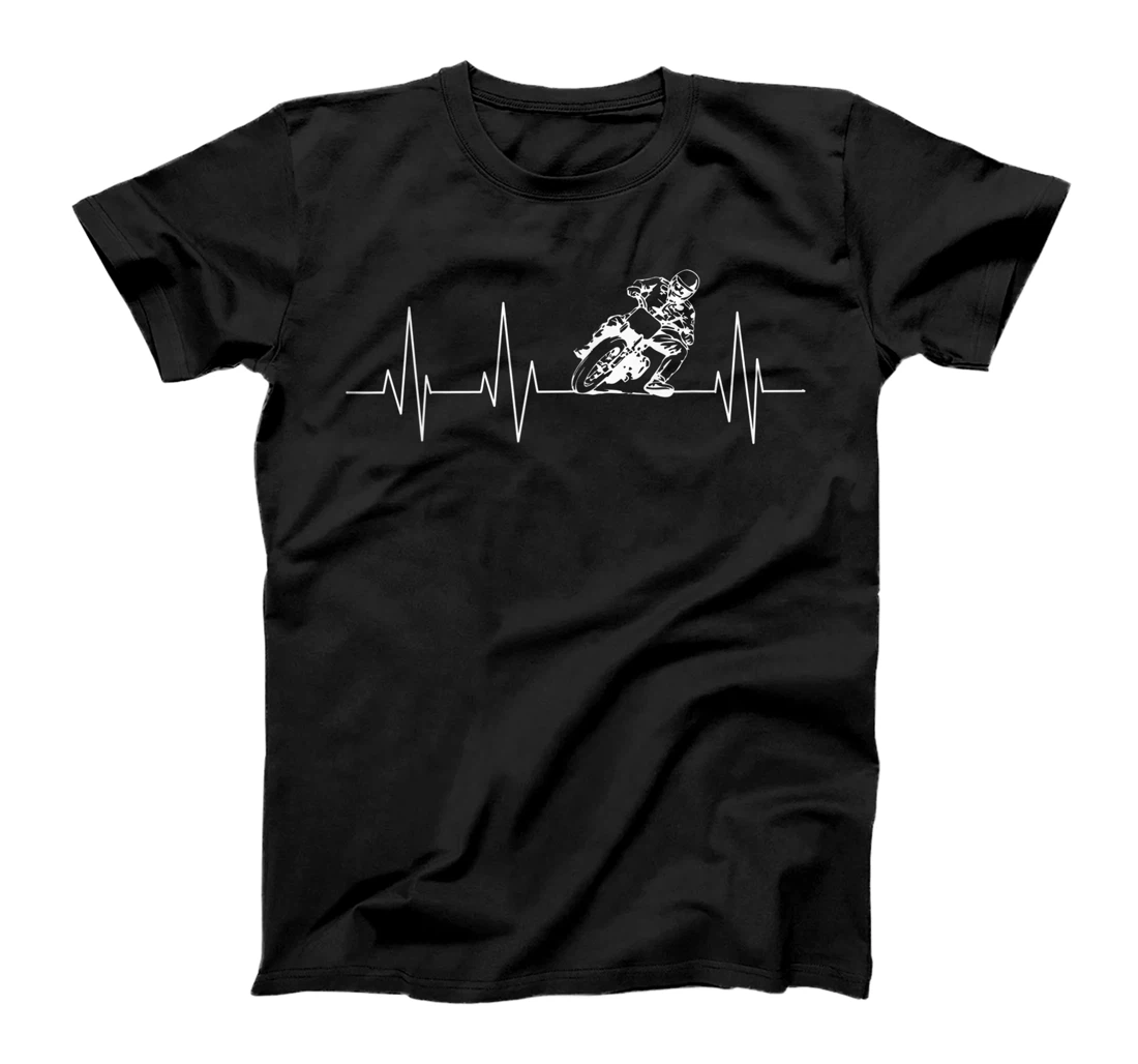 Funny Heartbeat Flat Track Motorcycle Gift Cool Dirt Racer T-Shirt