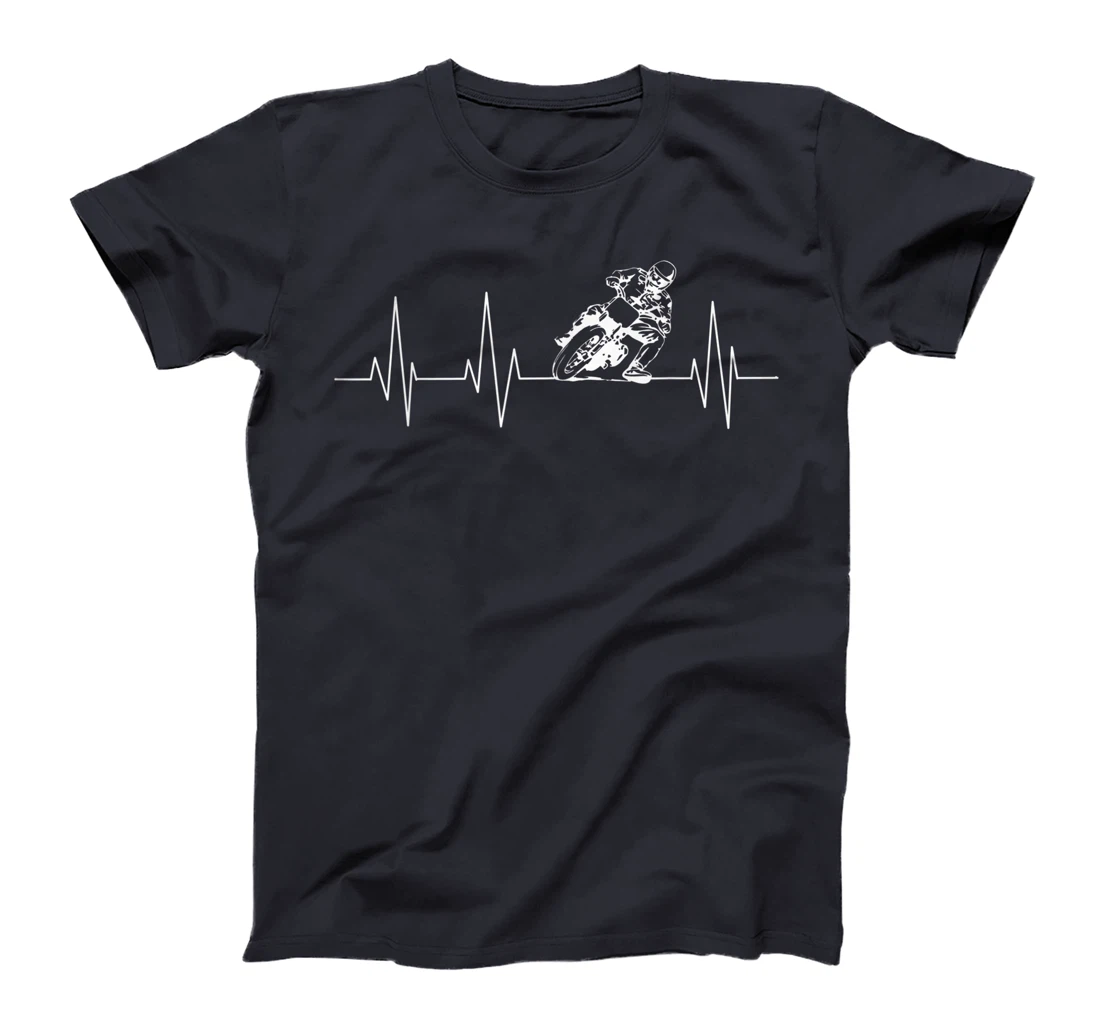 Funny Heartbeat Flat Track Motorcycle Gift Cool Dirt Racer T-Shirt