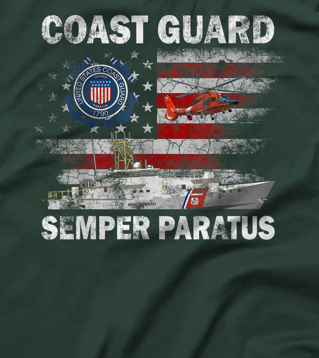 U.S. Coast Guard Shirt USCG SEMPER PARATUS Flag Vintage T-Shirt