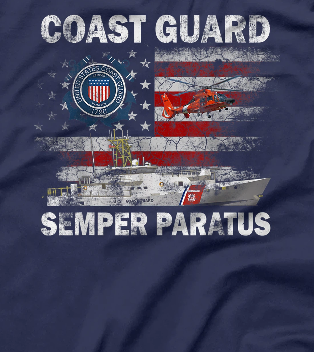 U.S. Coast Guard Shirt USCG SEMPER PARATUS Flag Vintage T-Shirt