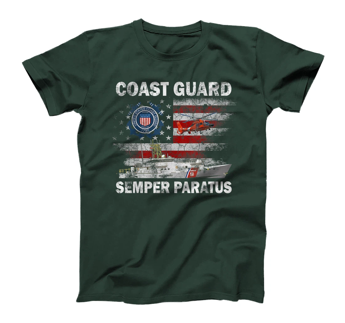 U.S. Coast Guard Shirt USCG SEMPER PARATUS Flag Vintage T-Shirt