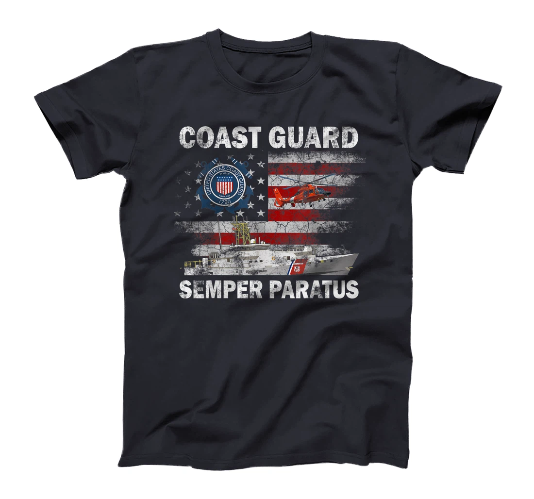 U.S. Coast Guard Shirt USCG SEMPER PARATUS Flag Vintage T-Shirt