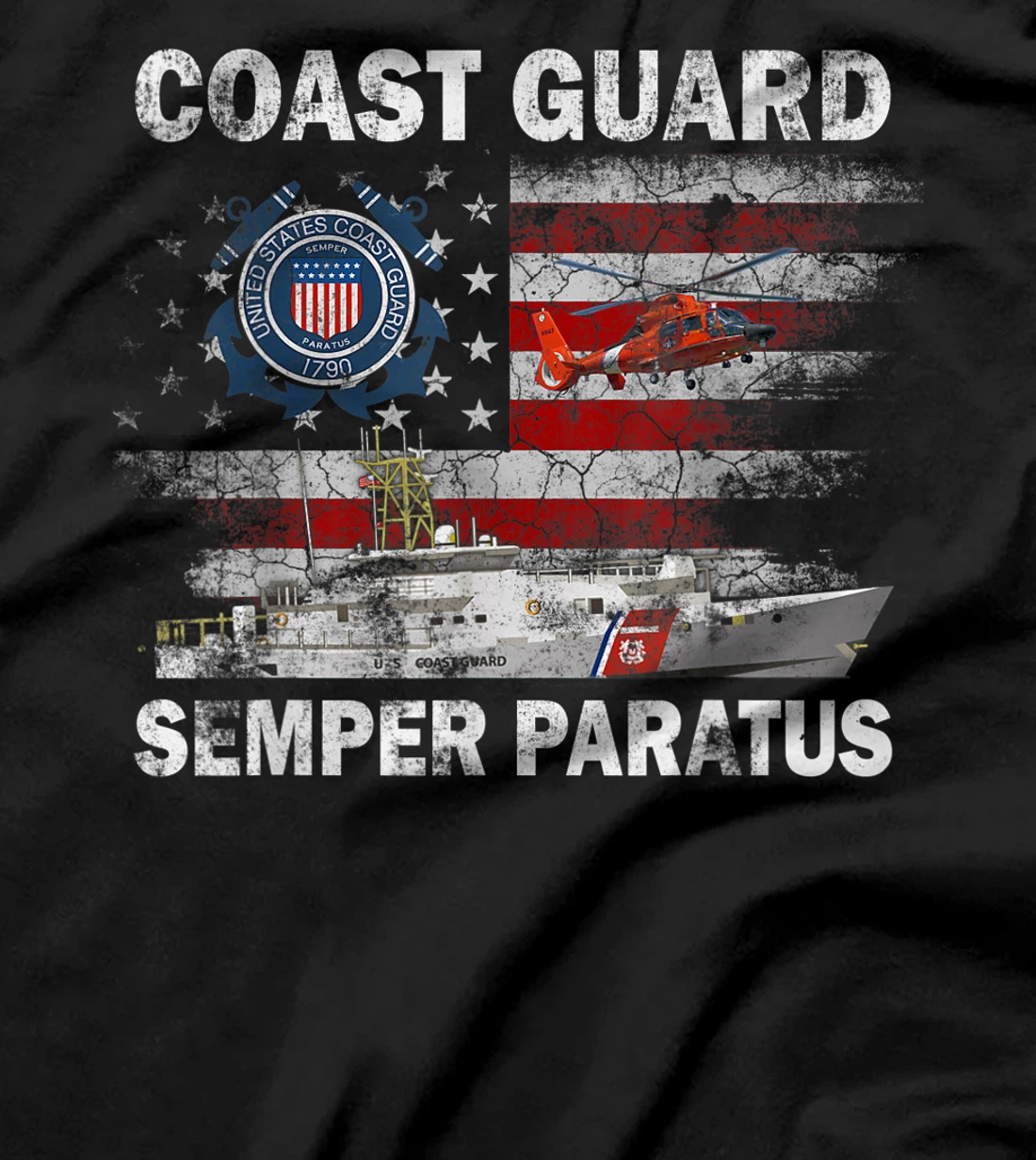 U.S. Coast Guard Shirt USCG SEMPER PARATUS Flag Vintage T-Shirt