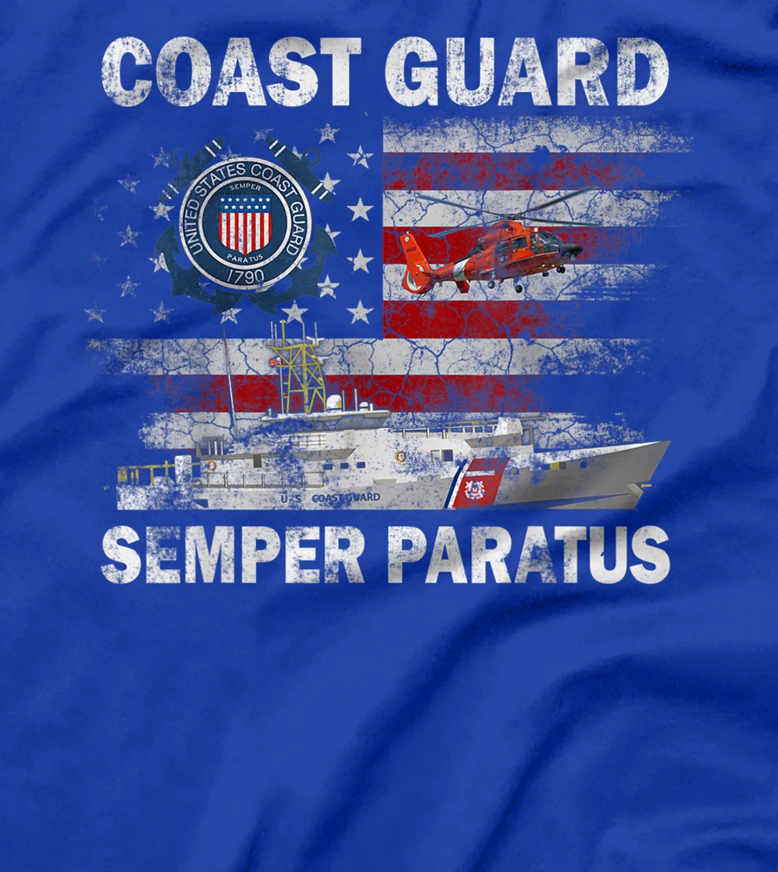 U.S. Coast Guard Shirt USCG SEMPER PARATUS Flag Vintage T-Shirt