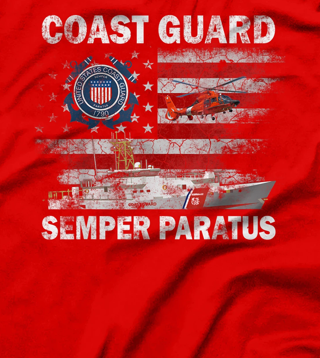 U.S. Coast Guard Shirt USCG SEMPER PARATUS Flag Vintage T-Shirt