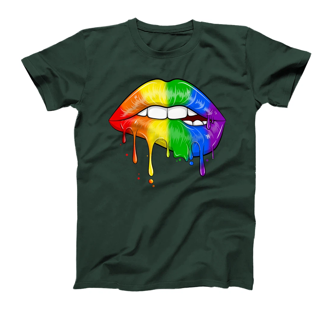 LGBT Rainbow Lip Gay Pride Lips Rainbow Flag Premium T-Shirt