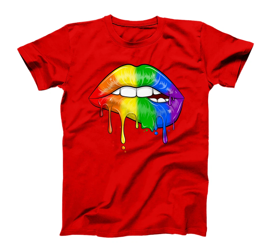 LGBT Rainbow Lip Gay Pride Lips Rainbow Flag Premium T-Shirt