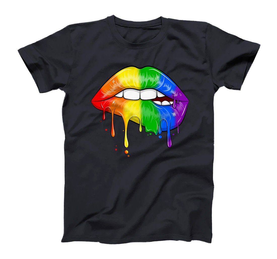 LGBT Rainbow Lip Gay Pride Lips Rainbow Flag Premium T-Shirt