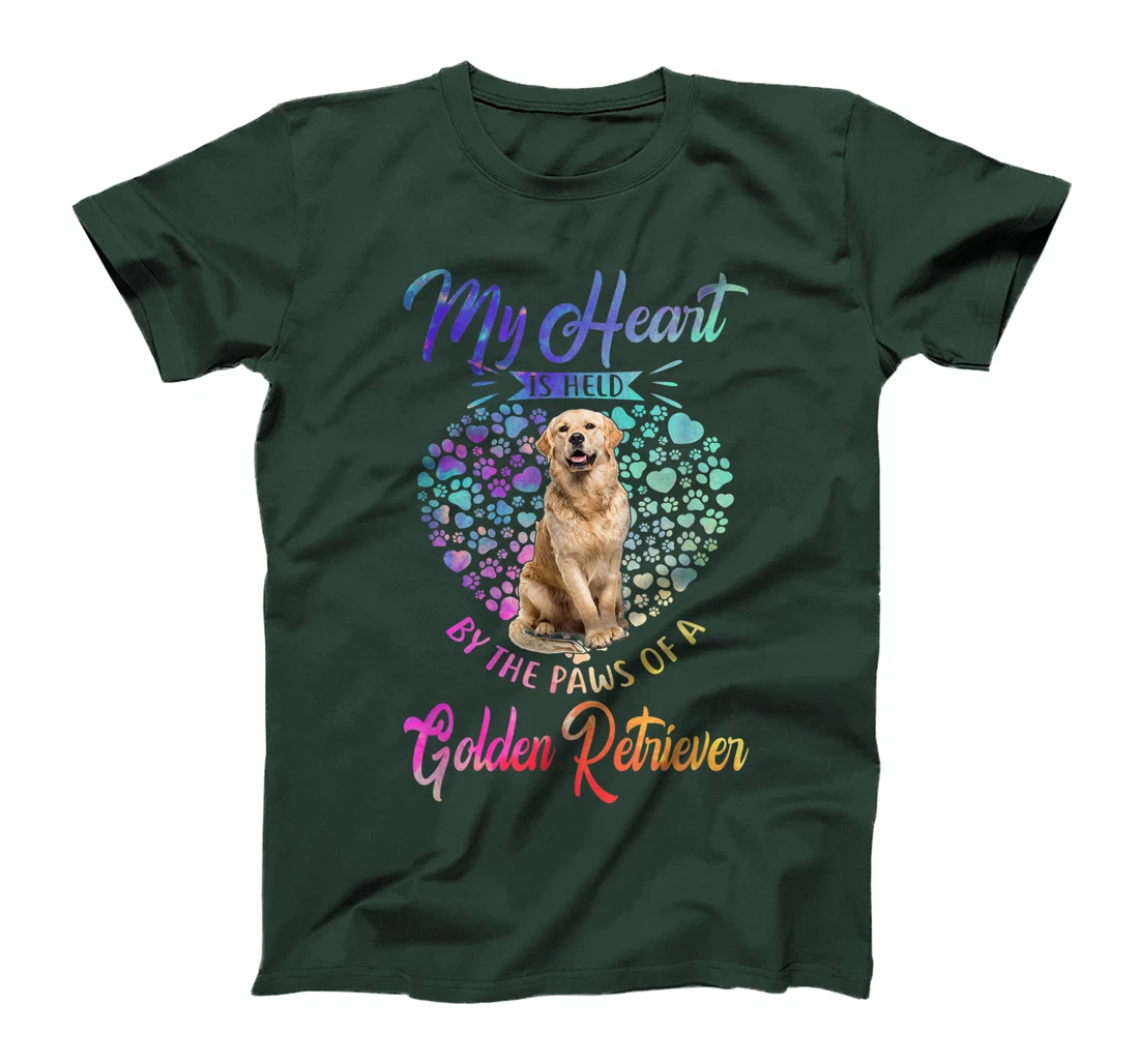 Dog Lover - My Heart Is Held By The Paws Of Golden Retriever T-Shirt