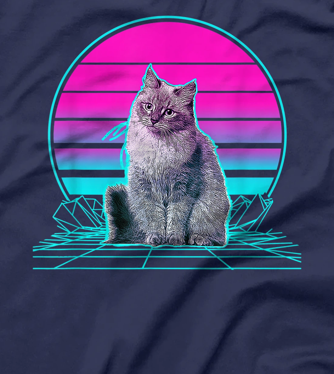 Vintage Retro Sunset Siberian Cat T-Shirt