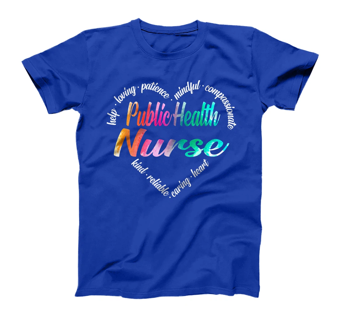 Public Health Nurse Heart Word Cloud Watercolor Rainbow T-Shirt