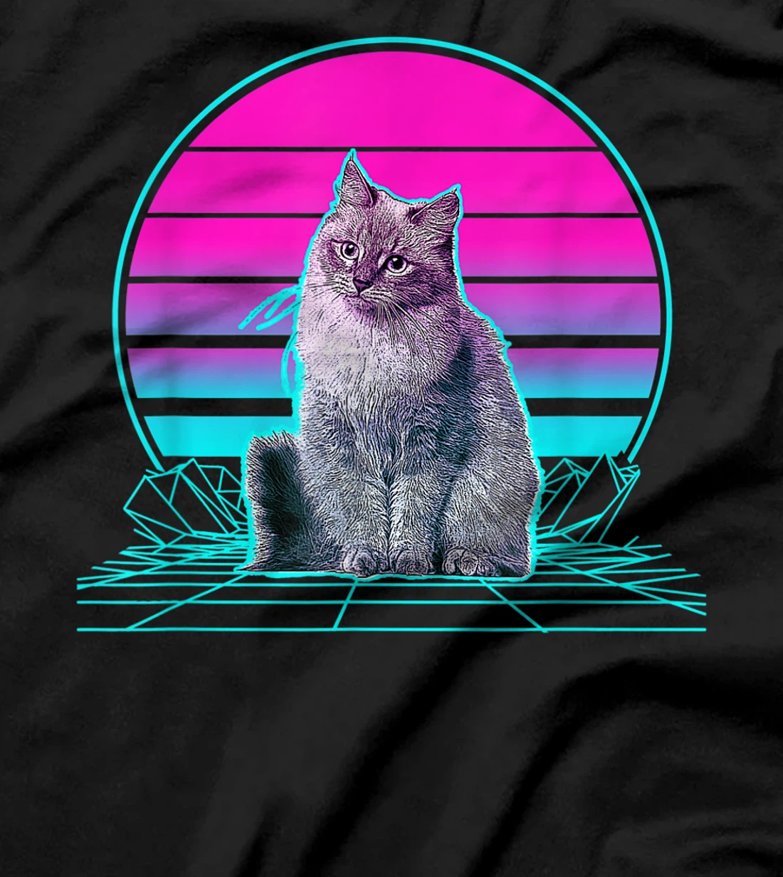 Vintage Retro Sunset Siberian Cat T-Shirt