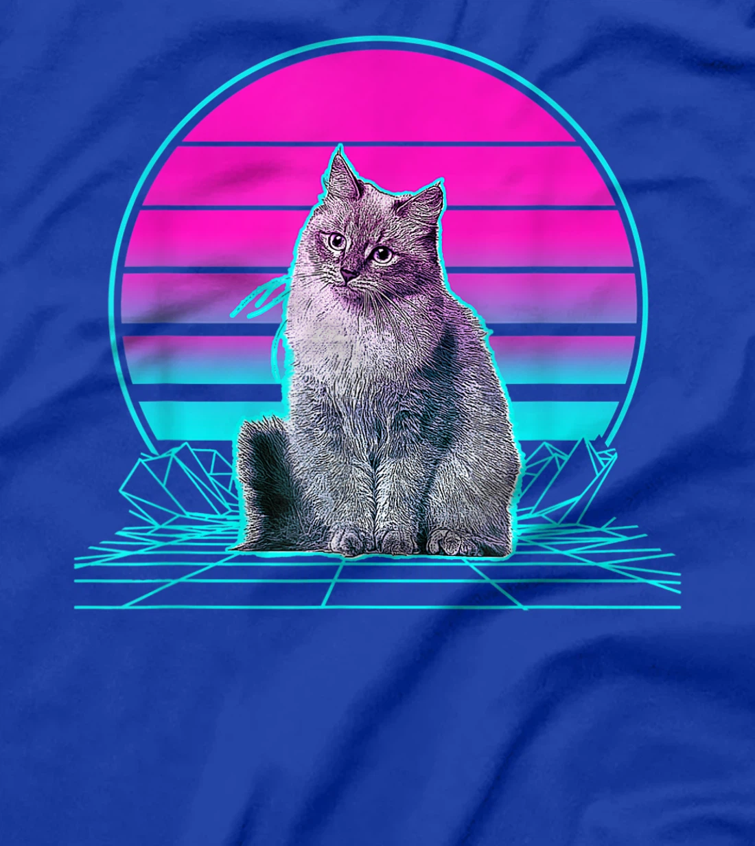 Vintage Retro Sunset Siberian Cat T-Shirt