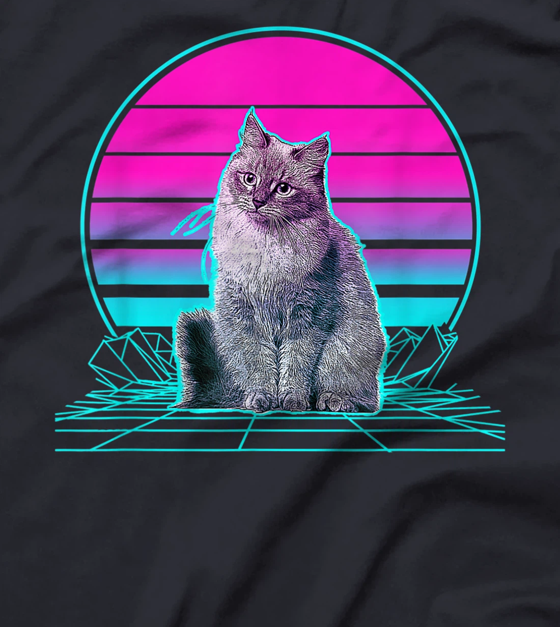 Vintage Retro Sunset Siberian Cat T-Shirt