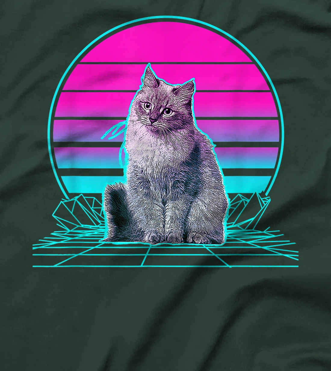 Vintage Retro Sunset Siberian Cat T-Shirt