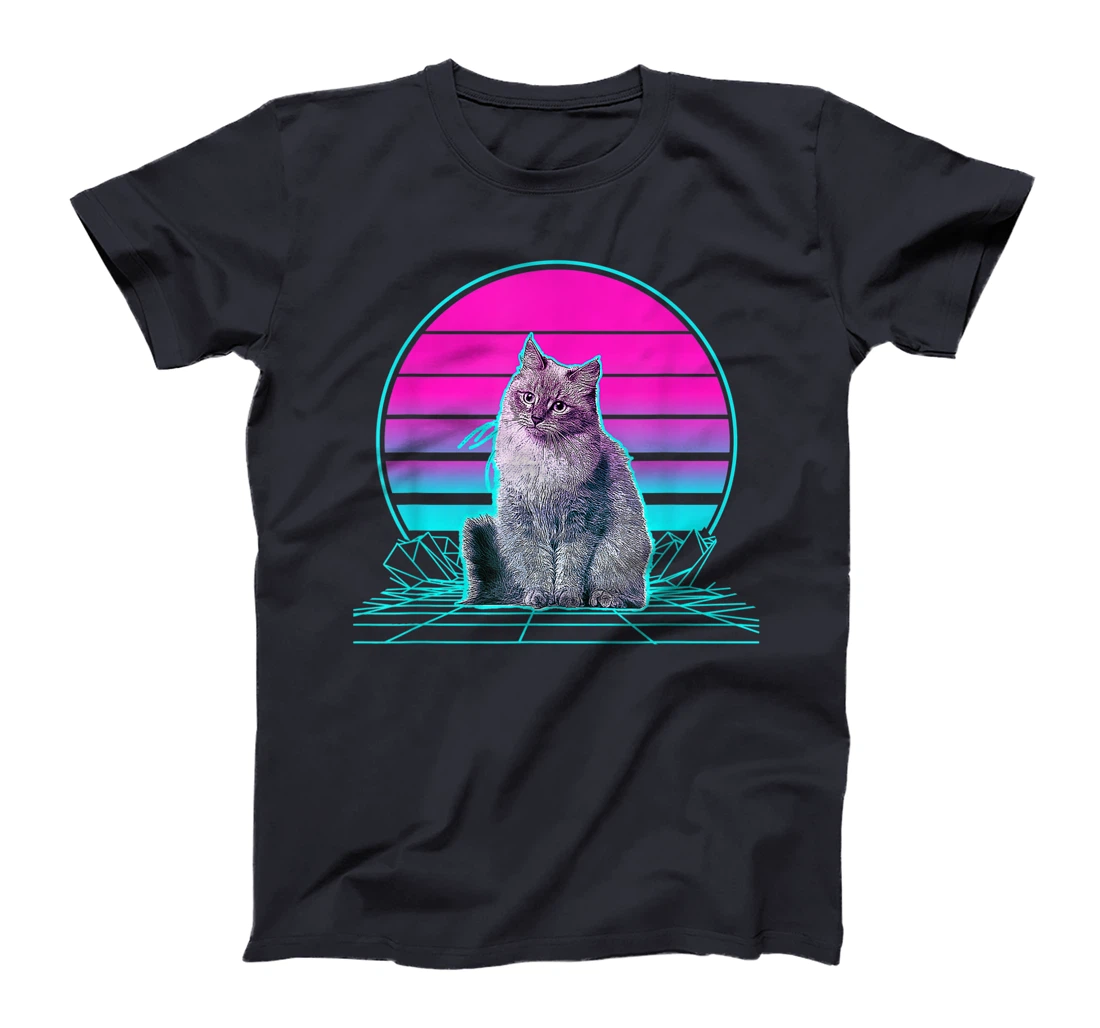 Vintage Retro Sunset Siberian Cat T-Shirt