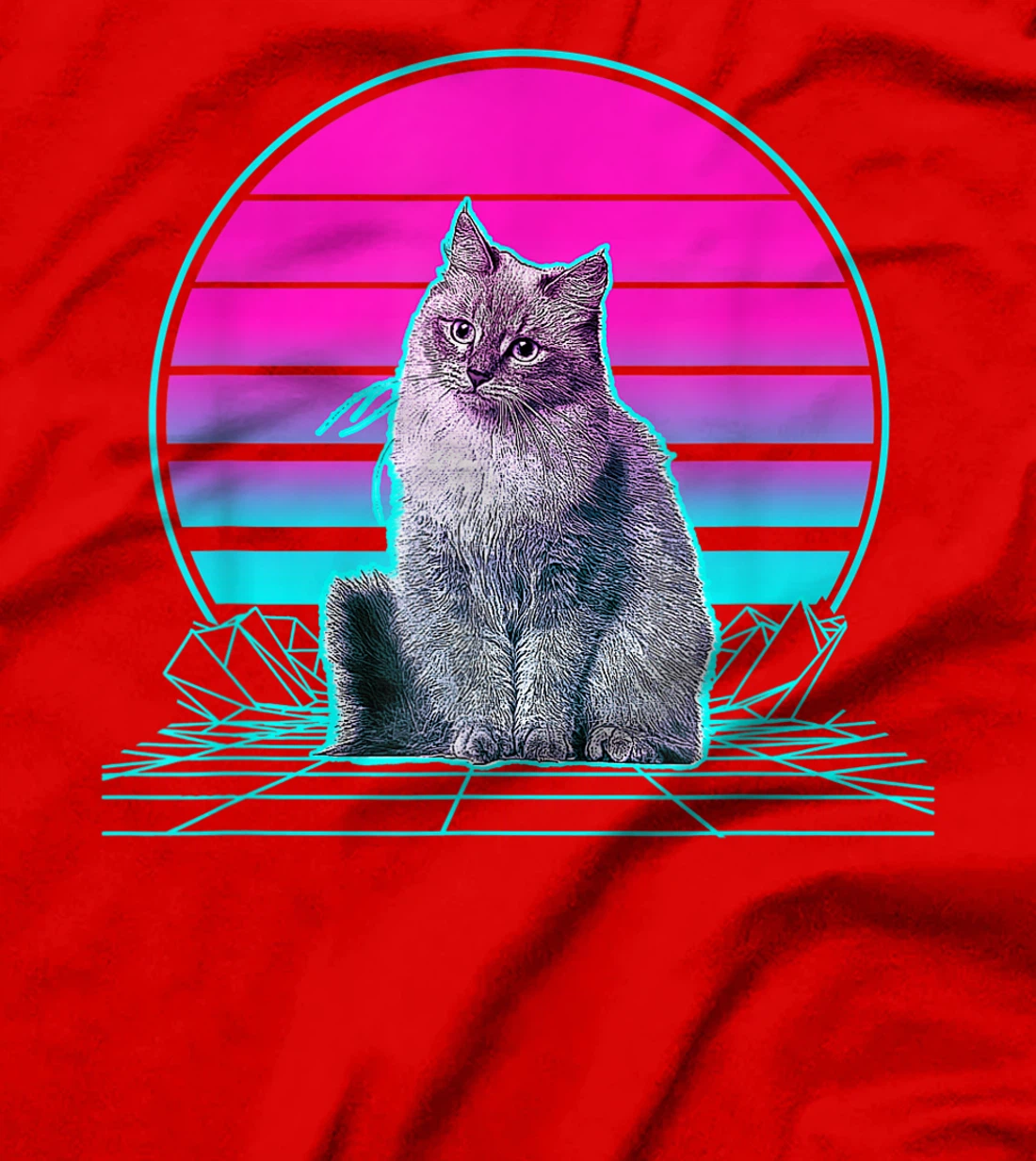 Vintage Retro Sunset Siberian Cat T-Shirt