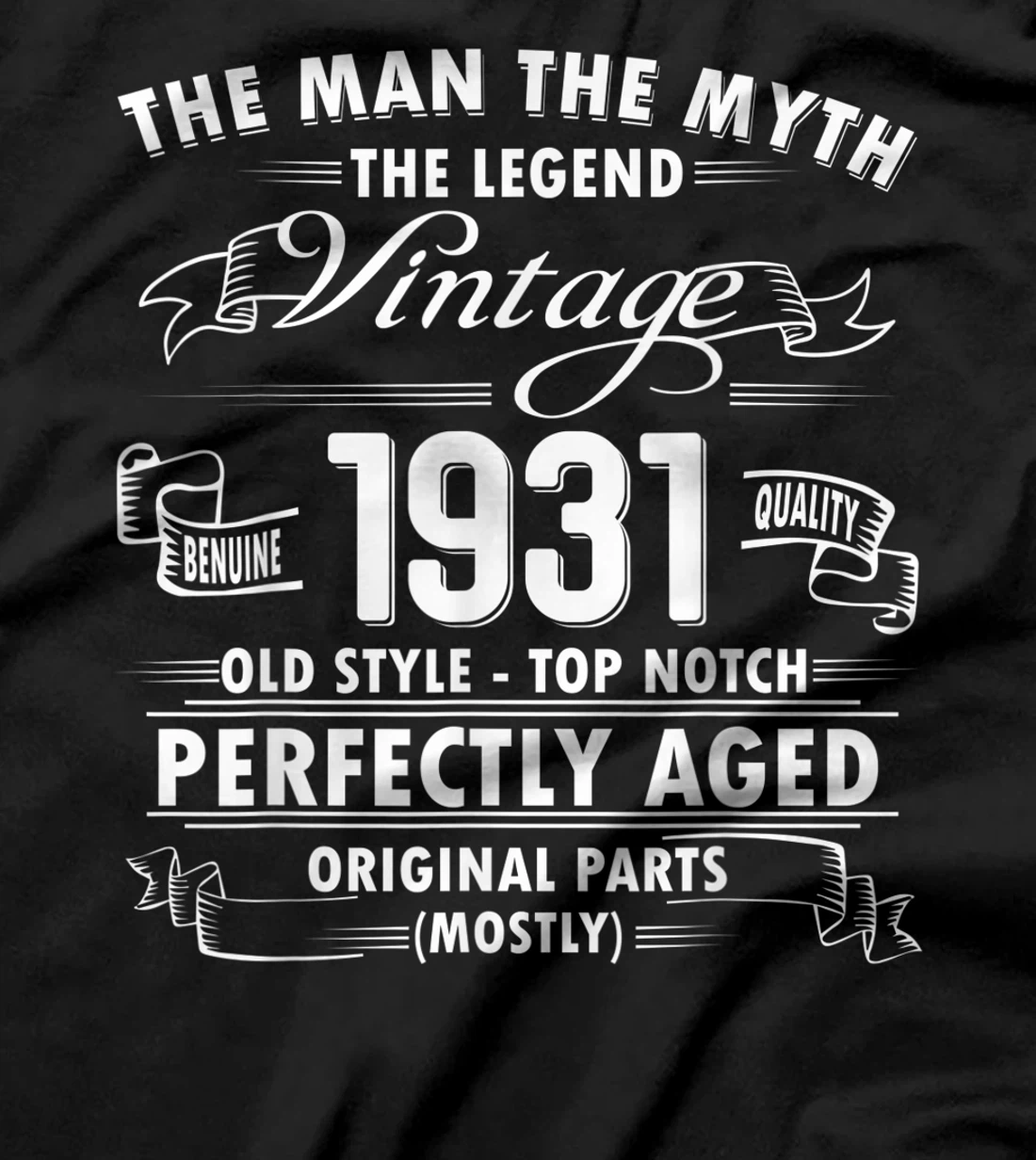 Mens Man Myth Legend 1931-90th Bday Gifts For 90 Years Old T-Shirt