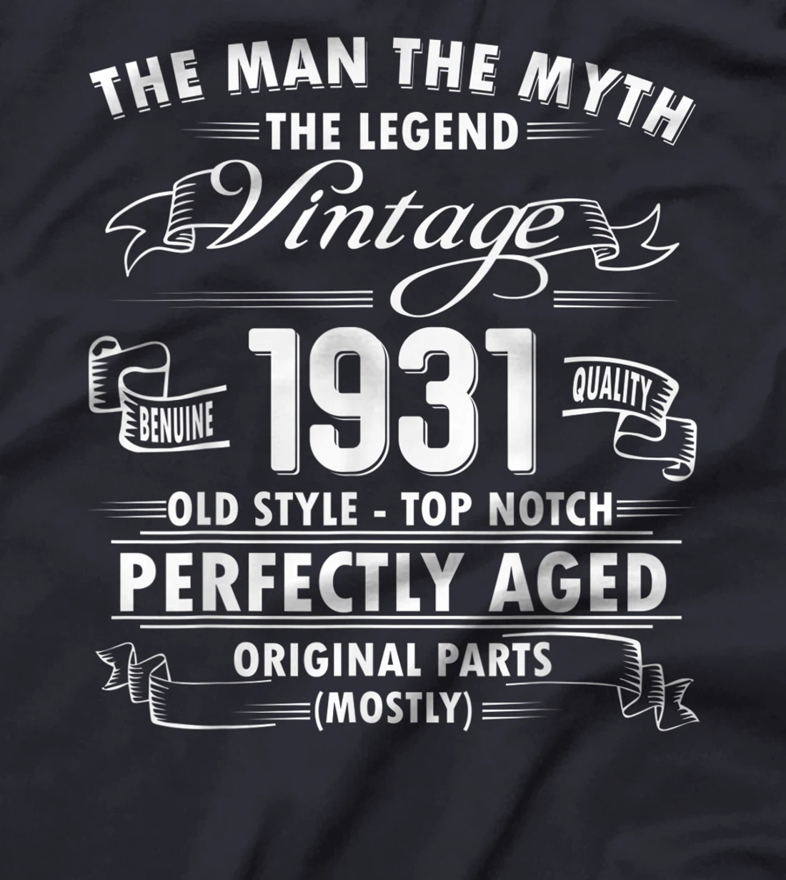Mens Man Myth Legend 1931-90th Bday Gifts For 90 Years Old T-Shirt