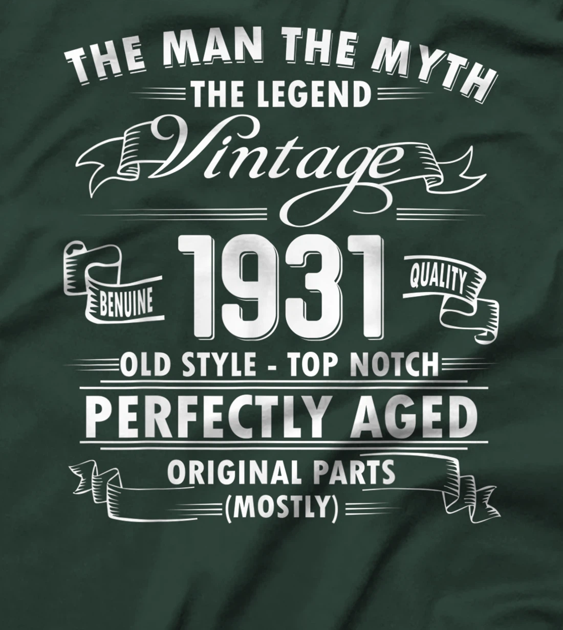 Mens Man Myth Legend 1931-90th Bday Gifts For 90 Years Old T-Shirt