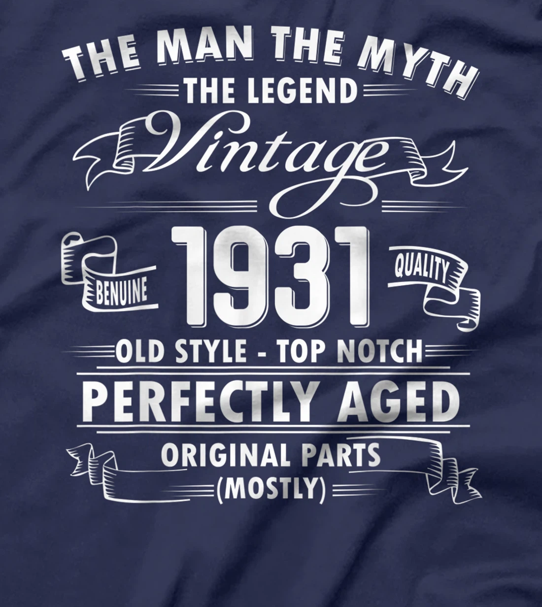 Mens Man Myth Legend 1931-90th Bday Gifts For 90 Years Old T-Shirt