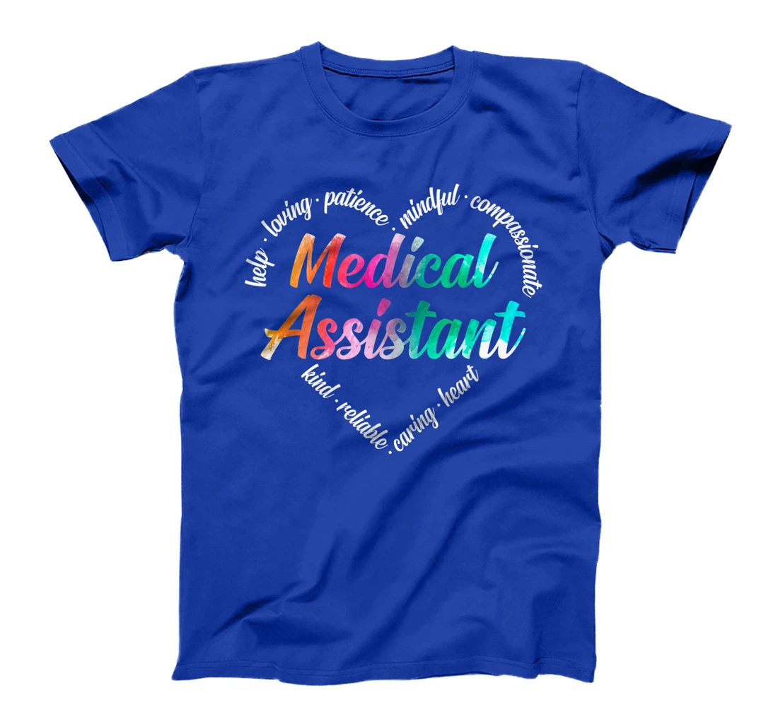 Medical Assistant Heart Word Cloud Watercolor Rainbow T-Shirt