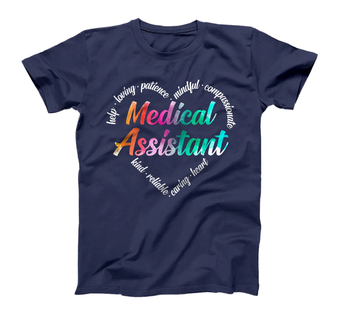 Medical Assistant Heart Word Cloud Watercolor Rainbow T-Shirt